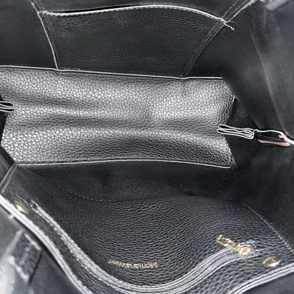 Montana West Black Faux Pebbled Leather Tote Shoulder Bag w Removable Pouch NWOT - Picture 8 of 8